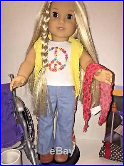 JULIE American Girl Doll LOT withbook, Outfits, Wheelchair, Brush, Casts