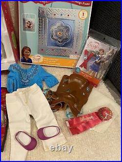 Large American Girl Saige Doll Lot, Outfits Horse, Picnic Set, Bracelet andMore