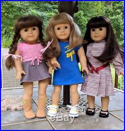 Lot of 3 American Girl Dolls, Molly, Samantha, & JLY, Outfits