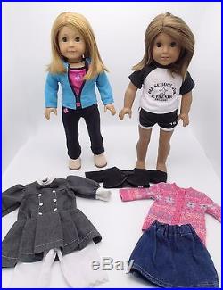 Lot of Two American Girl Dolls 18 With Extra Outfits