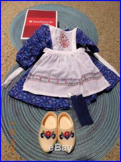 MIB American Girl Kirsten Baking Outfit, Dress, Ribbons, & Clogs