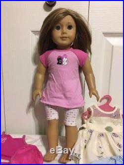 My American Girl Doll And Lot of Clothes Shoes Blond Blue Eyes Dress Outfits