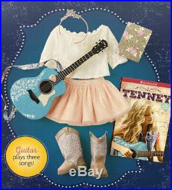 NEW American Girl 18 inch Tenney Doll with Book/Guitar/Outfit/Boots Accessories
