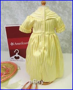 NEW American Girl Doll FELICITY TEA LESSON Yellow GOWN Outfit Hat Shoes AG BOX