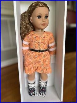 NIB American Girl 18 Doll Evette Medium Skin Curly Carmel Hair Gray Eyes WBU