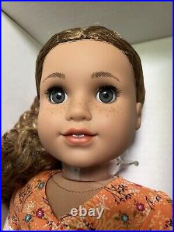 NIB American Girl 18 Doll Evette Medium Skin Curly Carmel Hair Gray Eyes WBU