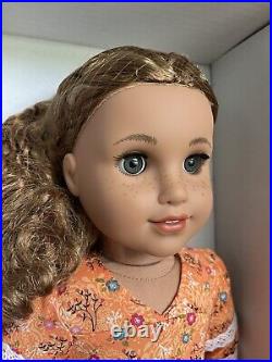 NIB American Girl 18 Doll Evette Medium Skin Curly Carmel Hair Gray Eyes WBU