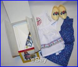 NIB American Girl Kirsten Baking Outfit with Embellished Apron, Clogs, Dress NEW