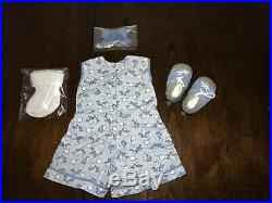 NWOB American Girl KITS PLAY SUIT OUTFIT Bunny Jumper Hair Bow Socks Shoes