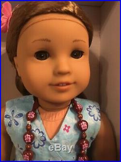 New Head American Girl Kanani Doll in Meet Outfit, Neclace flower Hospital Box
