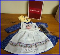 New in Box! RETIRED! American Girl Kirsten Baking Outfit Dress Ribbons Clogs