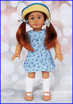 OOAK Custom Paint Lots of Freckles American Girl Doll Blue Eyes Red Hair Outfit