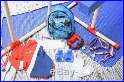 Patriotic Gym Set for American Doll withmats, bags, outfit, backpack, grips&medals