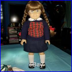 Pleasant Company Early Molly White Body Tagged Meet Outfit & School Plaid Jumper