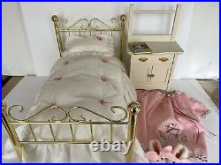 Pleasant Company Samantha American Girl Brass Bed, Commode, Bedding, Outfit Book