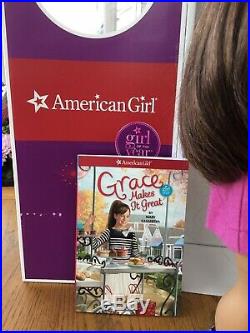Popular American Girl Doll Grace Boxed In Meet Outfit Earrings & Book Mint