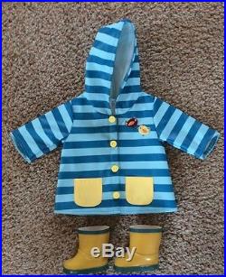 RARE American Girl Bitty Baby Twins Complete Rain Coat Outfits Set + Boots & Hat