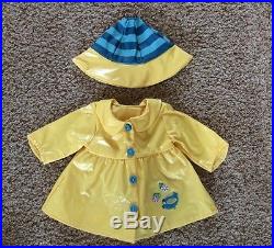 RARE American Girl Bitty Baby Twins Complete Rain Coat Outfits Set + Boots & Hat