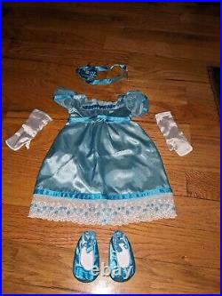 RARE American Girl Caroline Blue Party Outfit Gown Dress COMPLETE Set Beautiful