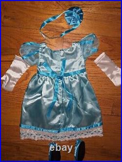 RARE American Girl Caroline Blue Party Outfit Gown Dress COMPLETE Set Beautiful
