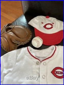 Rare Retired Kit's Reds Fan Outfit American Girl Doll Baseball Mitt Jersey Cap