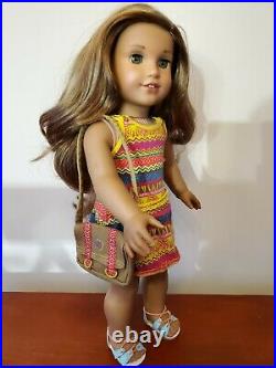 Retired 2016 American Girl Lea Clark Doll with meet outfit and messenger bag