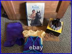 Retired American Girl Doll Kaya Lot with Books, Accessories, Horse, extra outfit