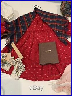 Retired American girl doll Kirsten with trunk, outfits, furniture, accessories