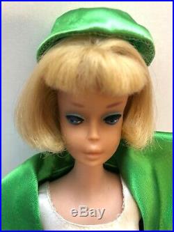 Vintage 1965 American Girl Barbie Doll Pale Blonde Hair, Tagged Outfit